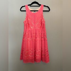 Free people lace cutout back halter mini